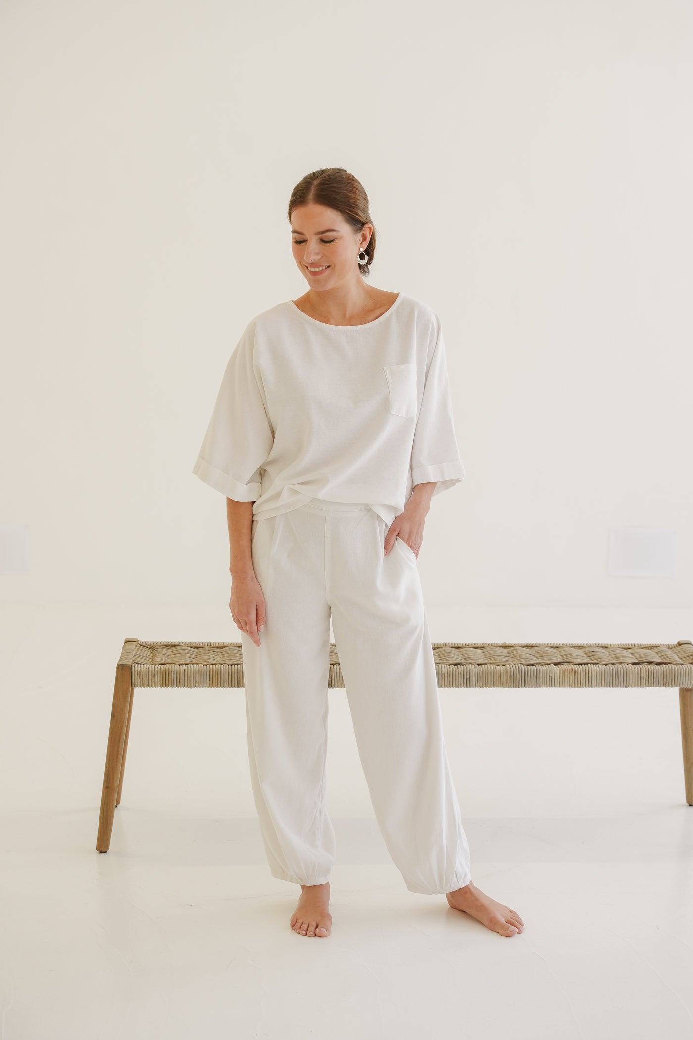 Marisa Linen Pleat Cuff Pants