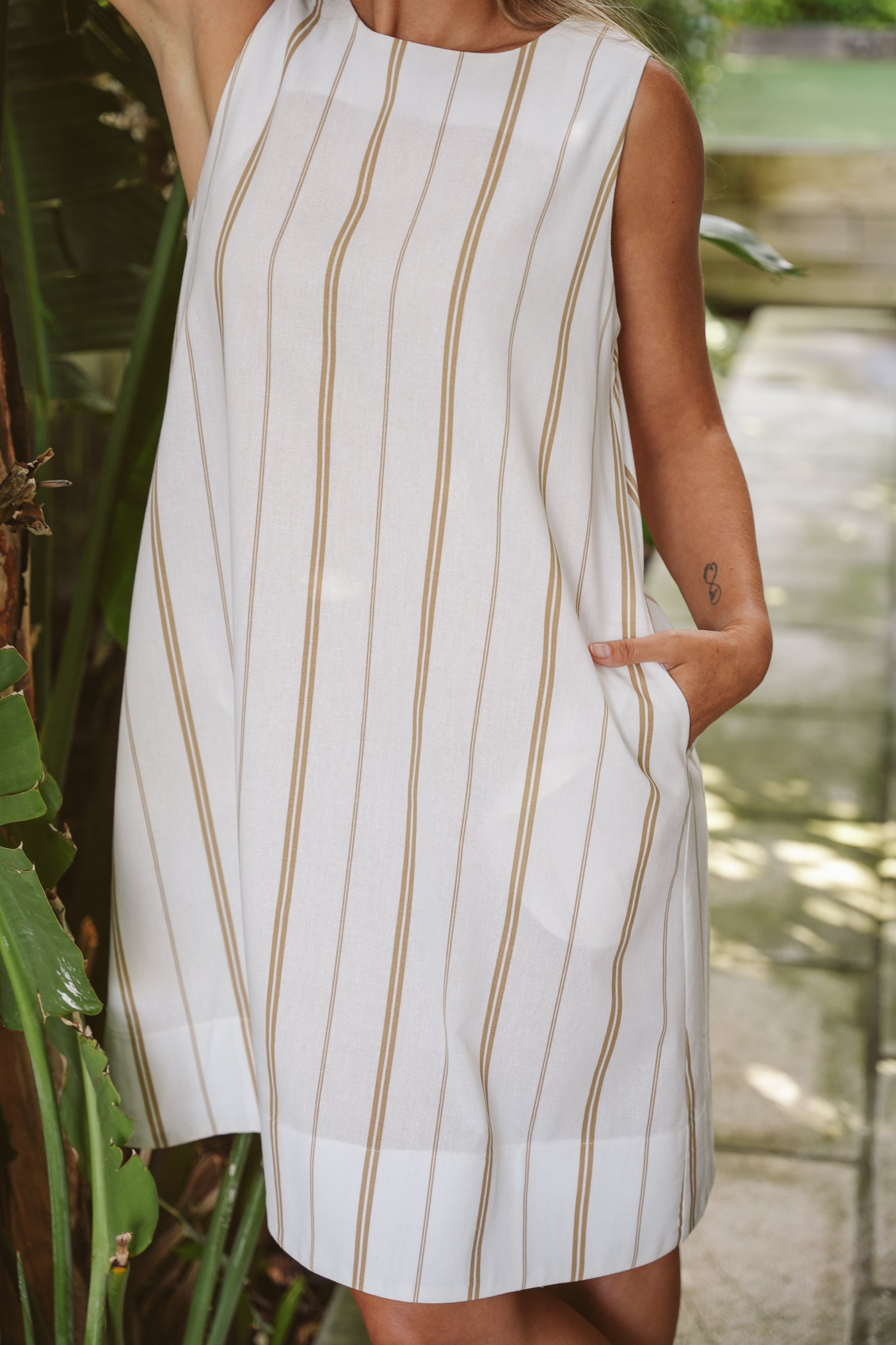 Palm Linen Swing Dress