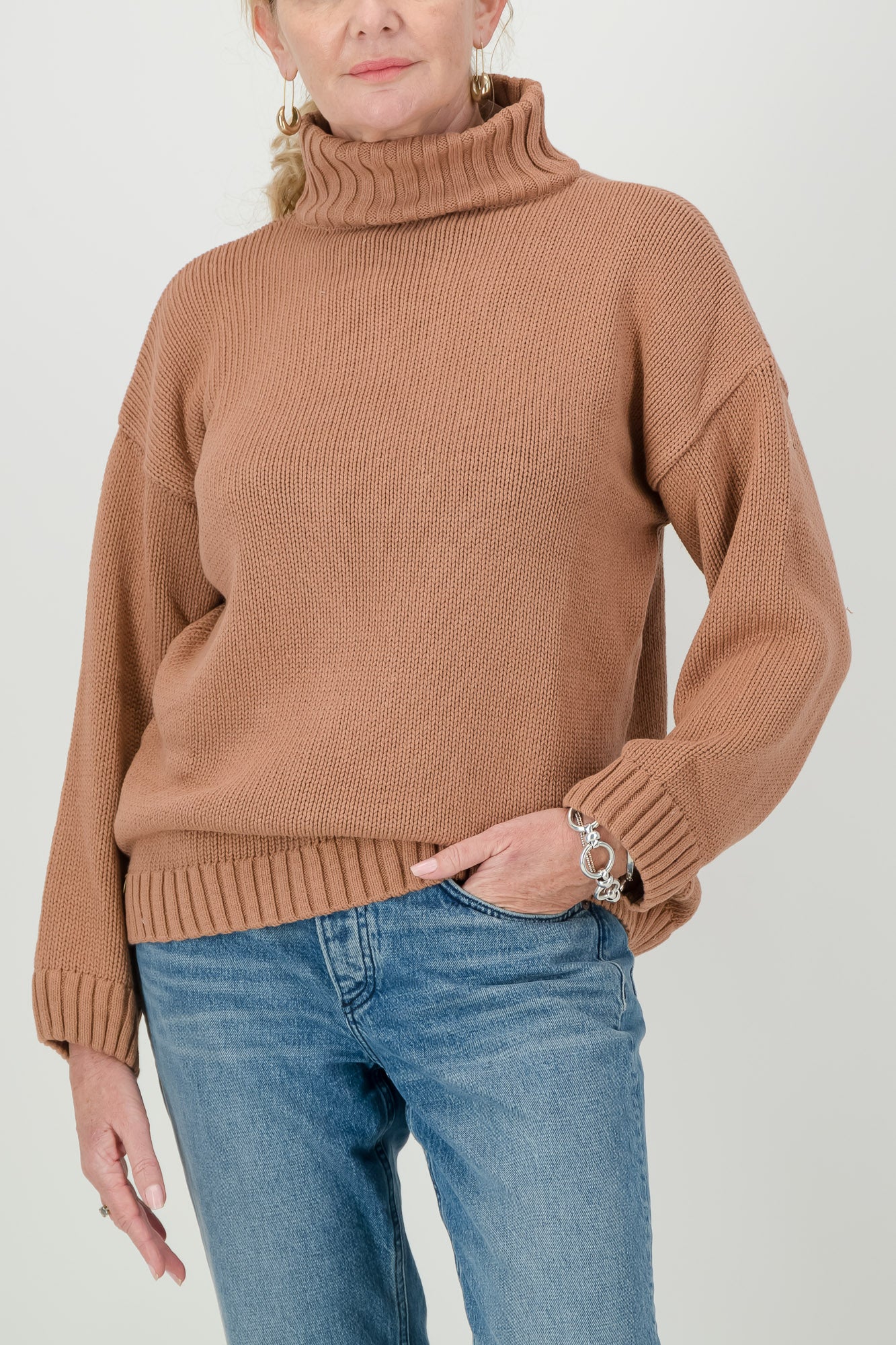 Sarah Cotton Funnelneck Knit