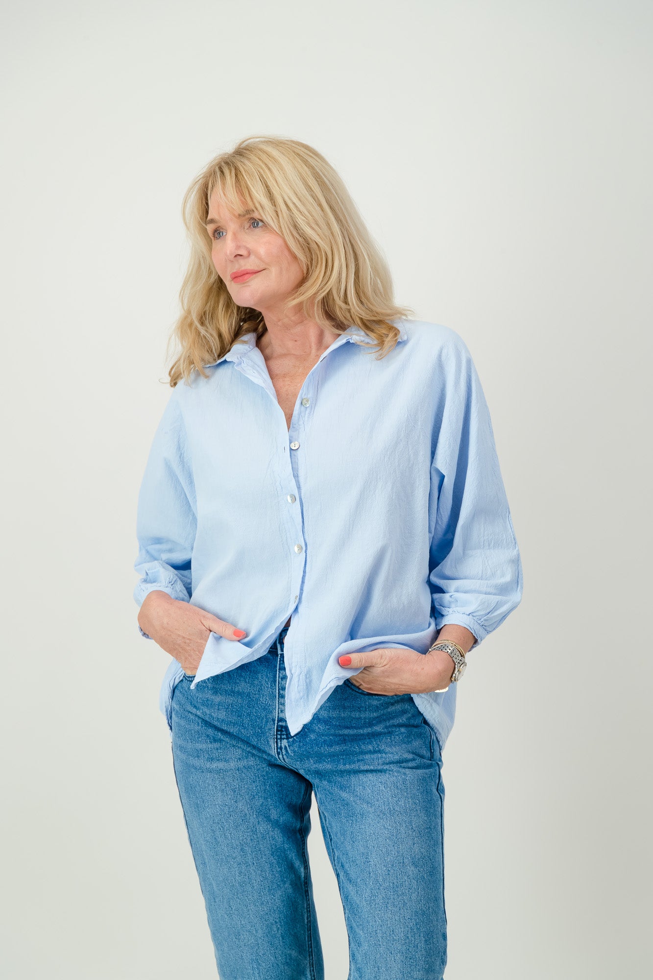 Lila Cotton Puff-Sleeve Shirt