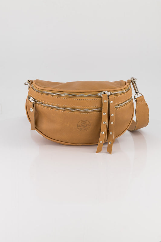 Kelly Leather Crossbody Moon Bag